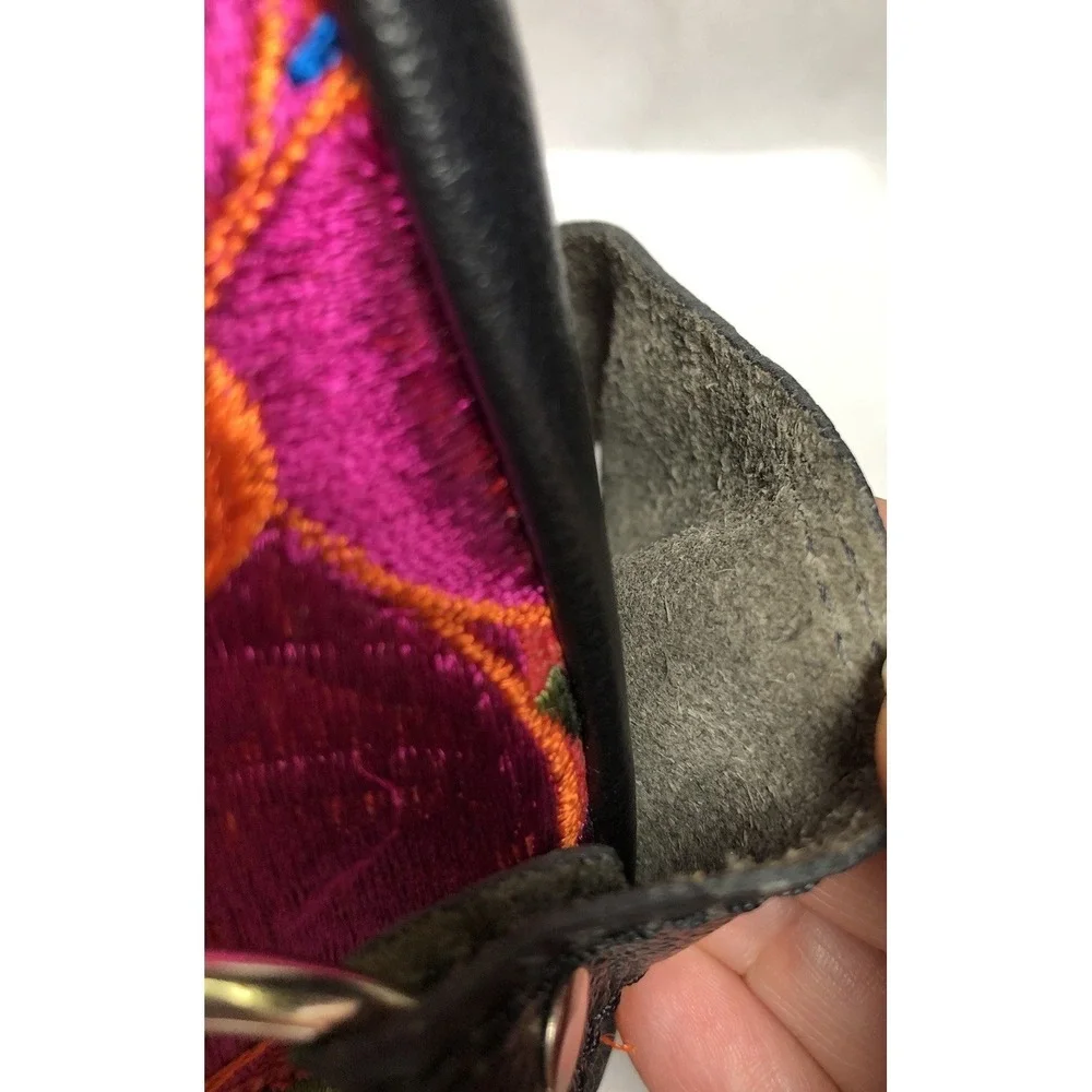 Vintage Y2K Floral Embroidered Leather Shoulder Bag & Wallet Boho Purse Set - Picture 16 of 16